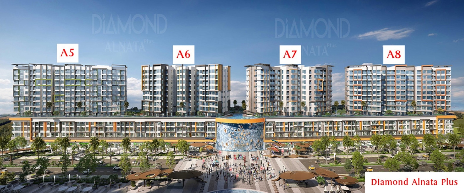 Quy m&ocirc; Diamond Alnata Plus 2,39 ha 4 t&ograve;a th&aacute;p 546 sản phẩm Celadon City